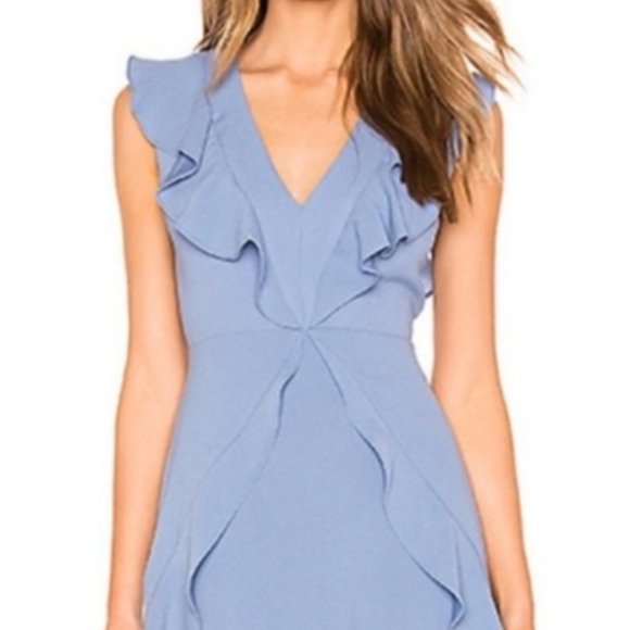 BCBGMAXAZRIA Tyrah Ruffle Mini Dress In Misty Blue - Picture 2 of 3